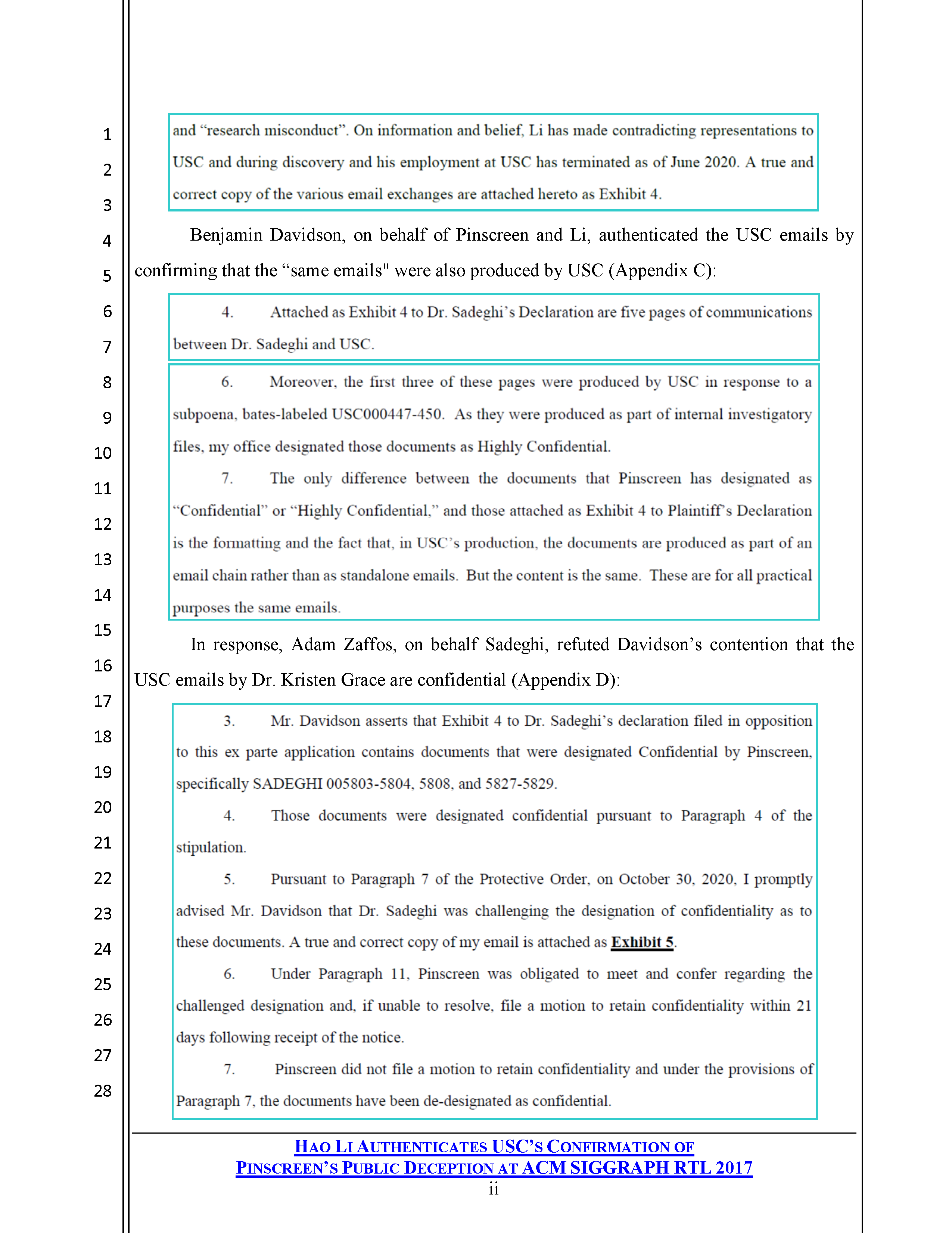 Hao Li Authenticates USC's Confirmation of Pinscreen's Public&nbsp;Deception at ACM&nbsp;SIGGRAPH RTL&nbsp;2017 Page 2