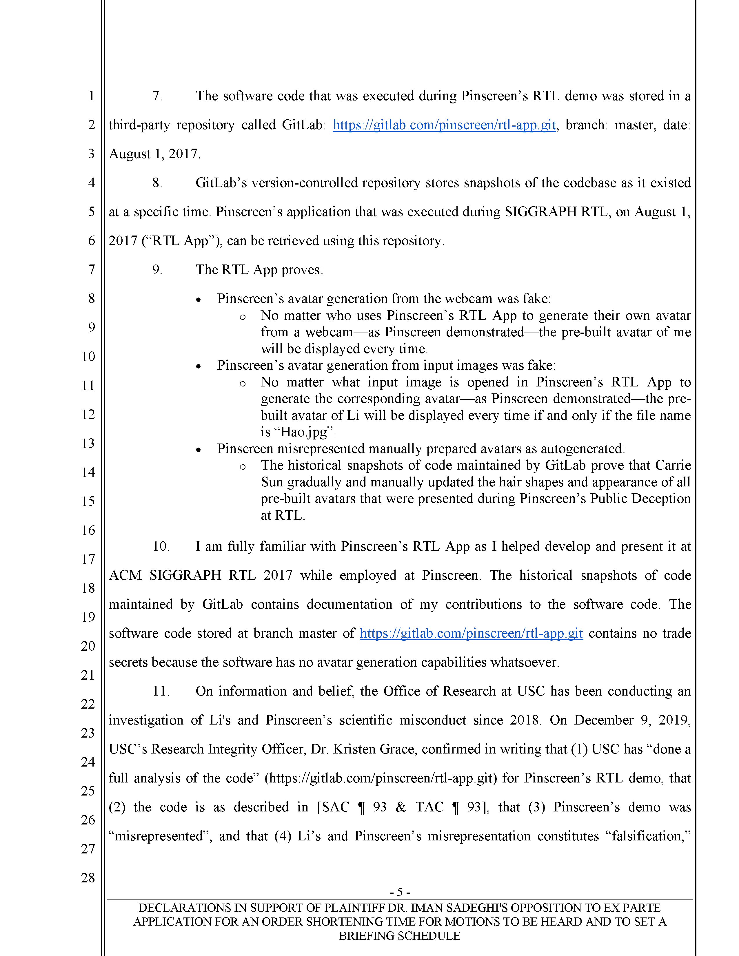 Hao Li Authenticates USC's Confirmation of Pinscreen's Public&nbsp;Deception at ACM&nbsp;SIGGRAPH RTL&nbsp;2017 Page 11
