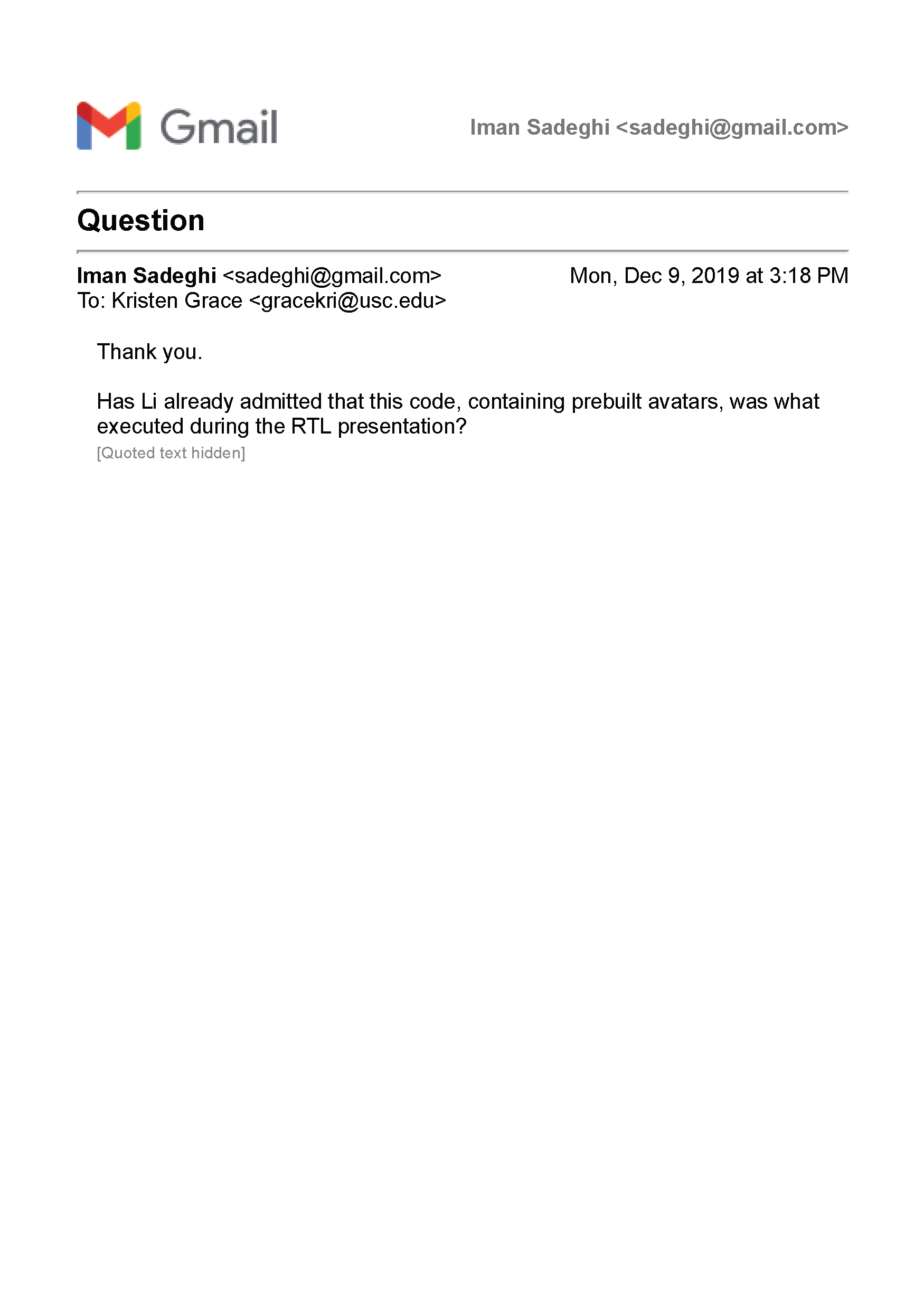 Hao Li Authenticates USC's Confirmation of Pinscreen's Public&nbsp;Deception at ACM&nbsp;SIGGRAPH RTL&nbsp;2017 Page 32