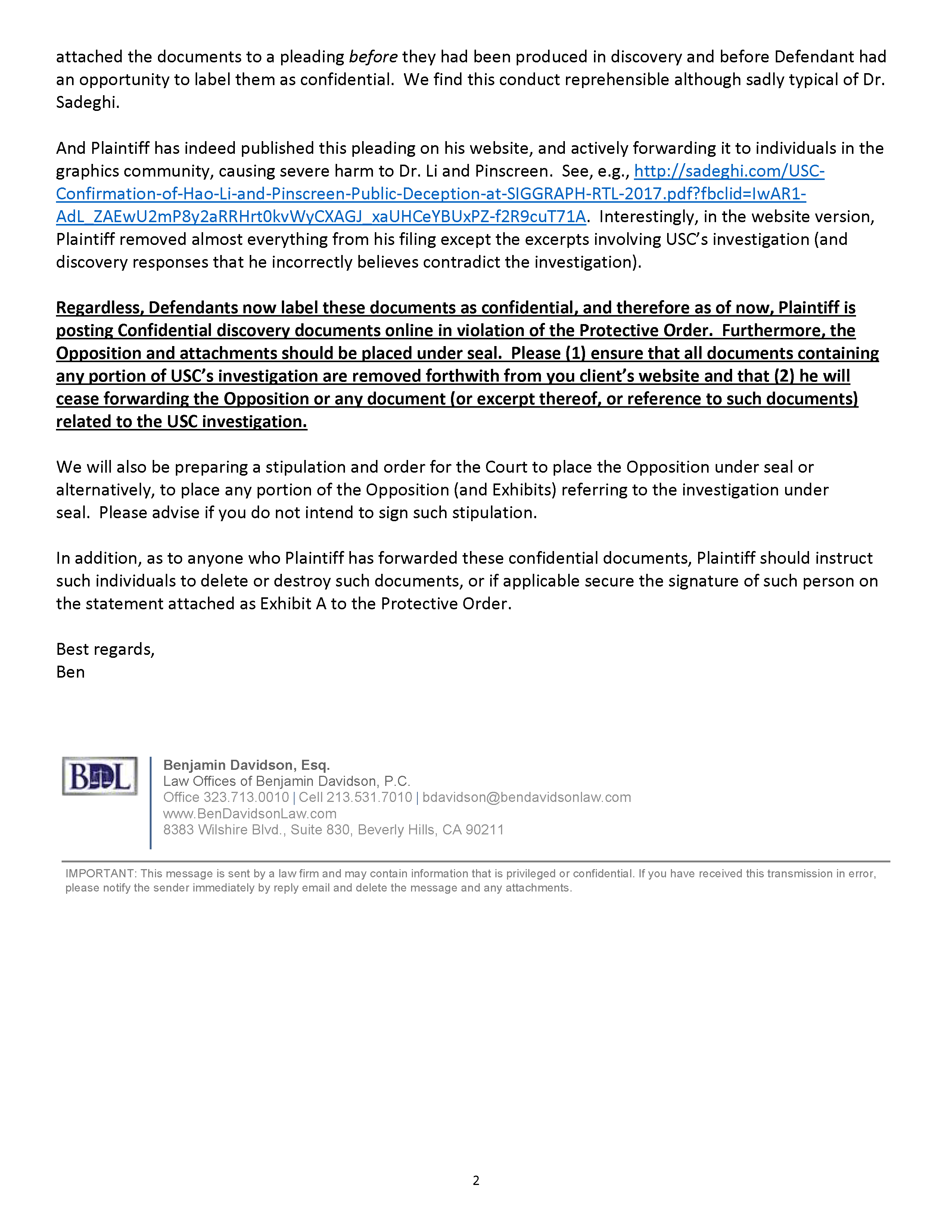 Hao Li Authenticates USC's Confirmation of Pinscreen's Public&nbsp;Deception at ACM&nbsp;SIGGRAPH RTL&nbsp;2017 Page 40