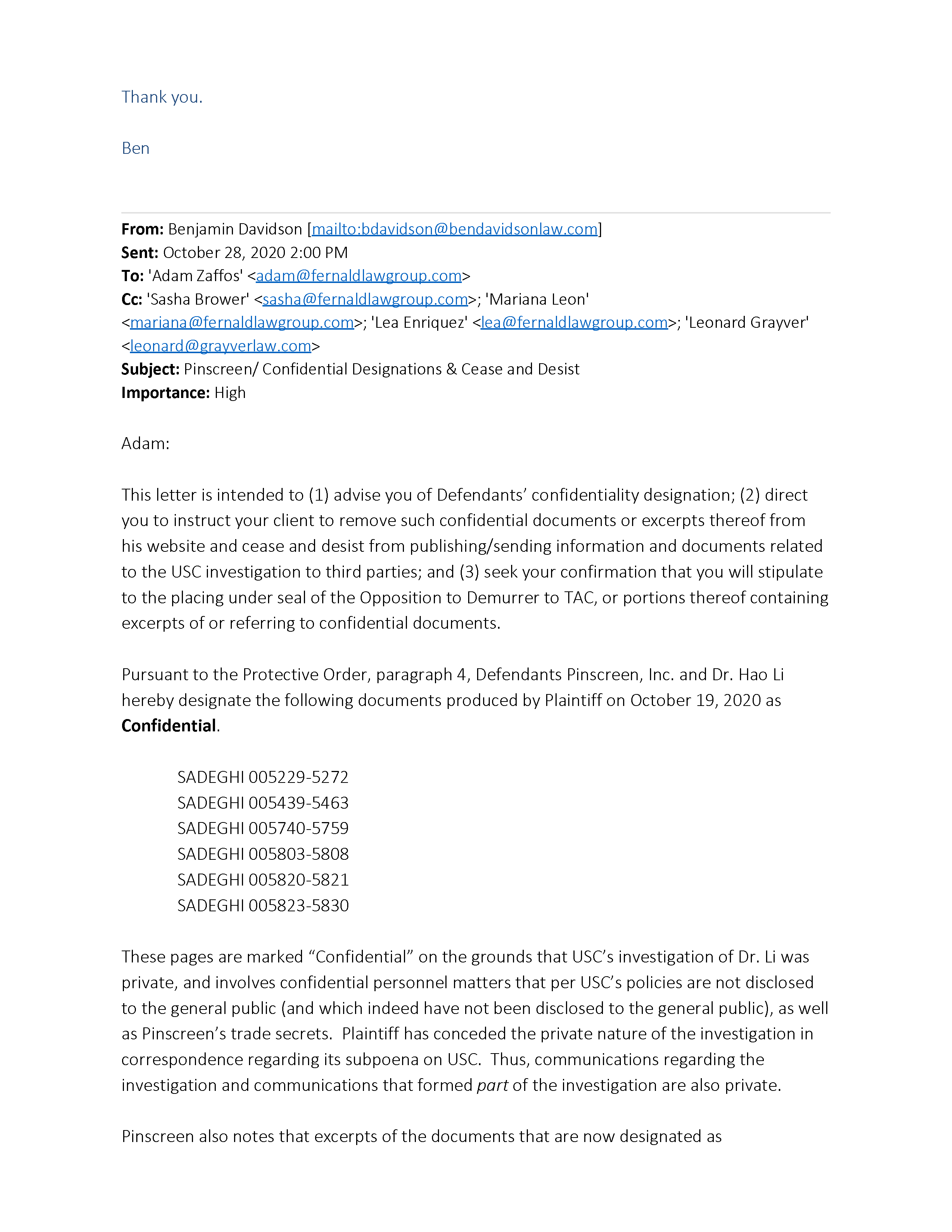 Hao Li Authenticates USC's Confirmation of Pinscreen's Public&nbsp;Deception at ACM&nbsp;SIGGRAPH RTL&nbsp;2017 Page 48