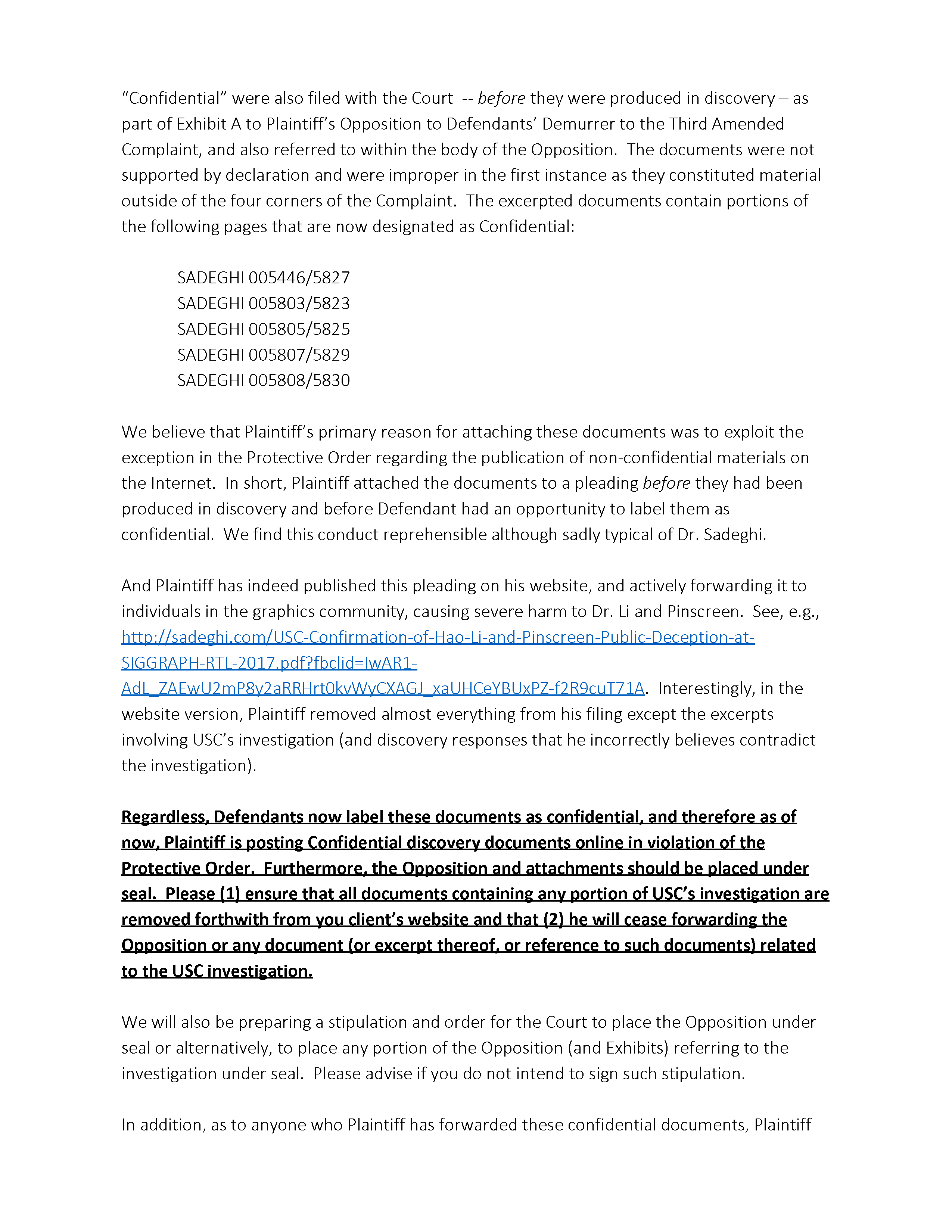 Hao Li Authenticates USC's Confirmation of Pinscreen's Public&nbsp;Deception at ACM&nbsp;SIGGRAPH RTL&nbsp;2017 Page 49