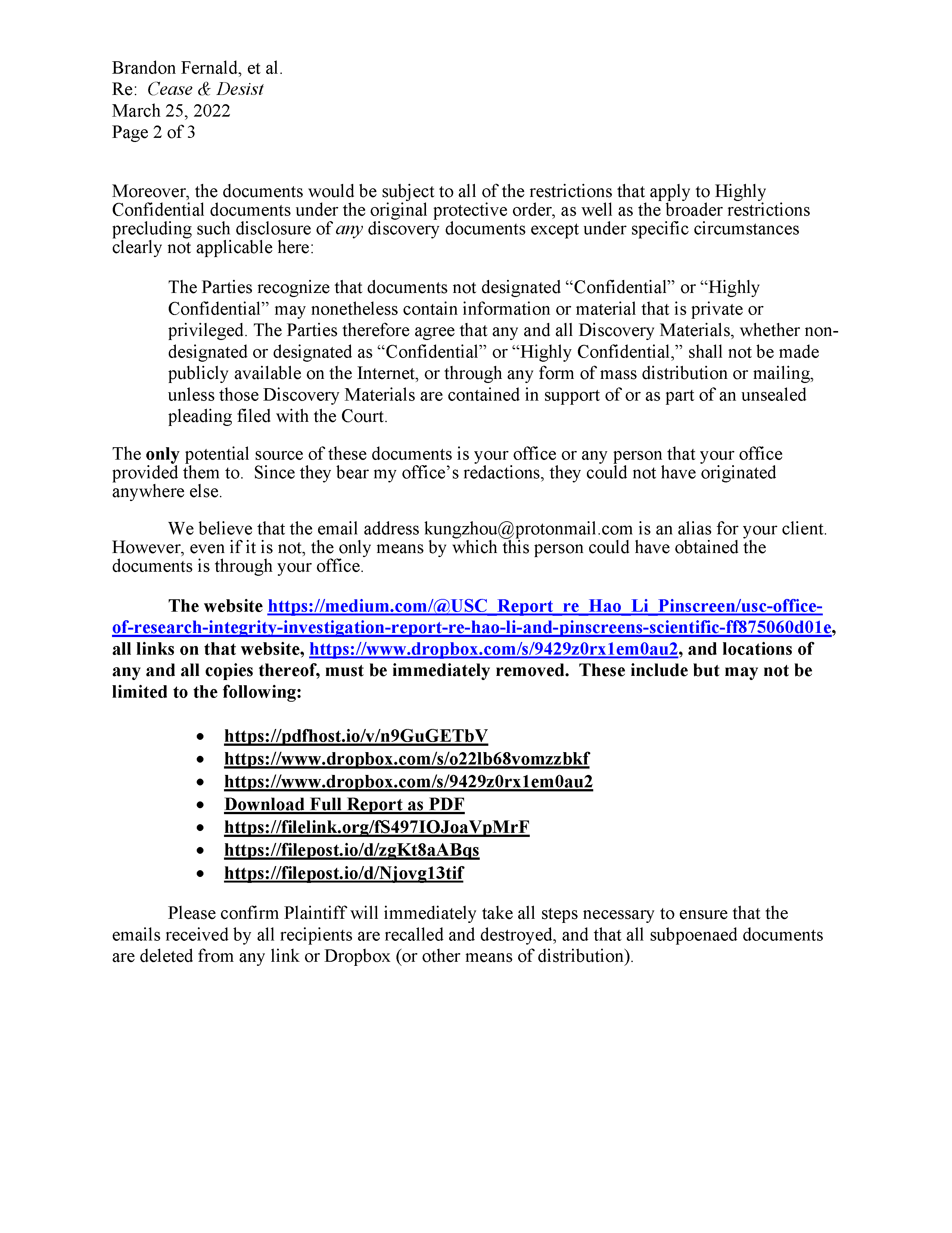 Hao Li Authenticates USC's Investigation Report re Pinscreen's Public&nbsp;Deception at ACM&nbsp;SIGGRAPH RTL&nbsp;2017 Page 2
