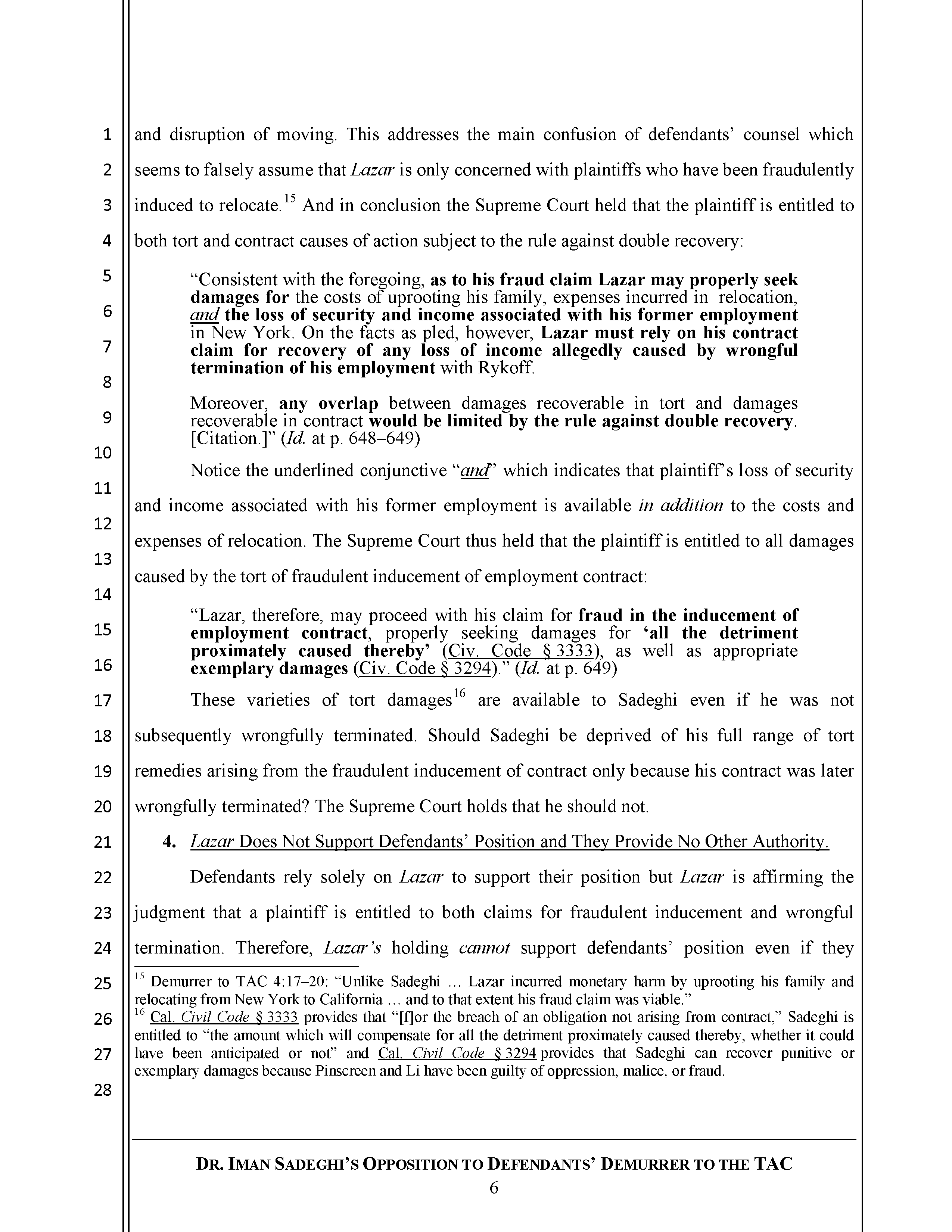 Sadeghi's Opposition to Defendant's Demurrer&nbsp;to&nbsp;the&nbsp;TAC Page 7